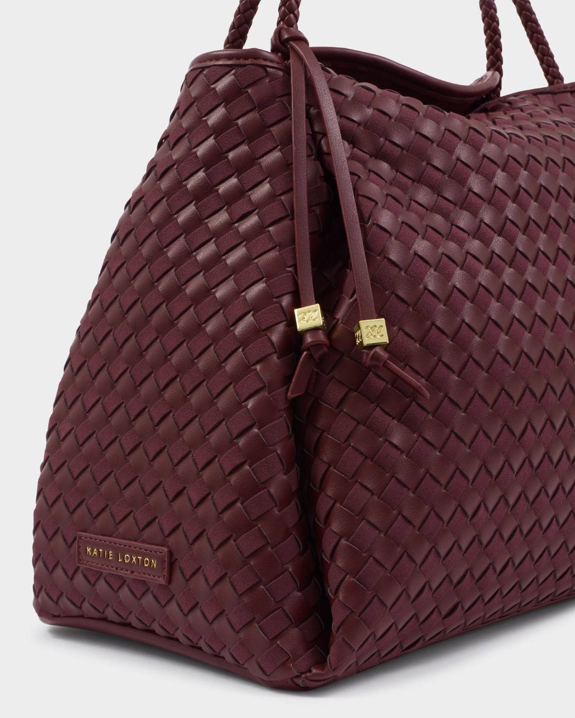 Katie Loxton Nova Hand Woven Large Shoulder Bag Cherry