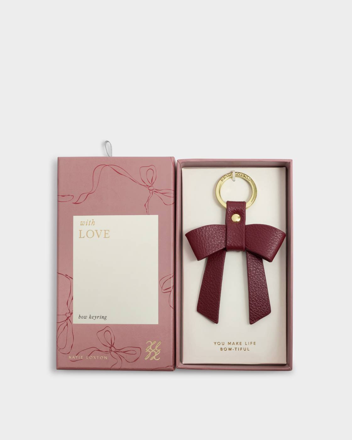 Katie Loxton Bow-Tiful Boxed Keyring You Make My Life Bow Cherry