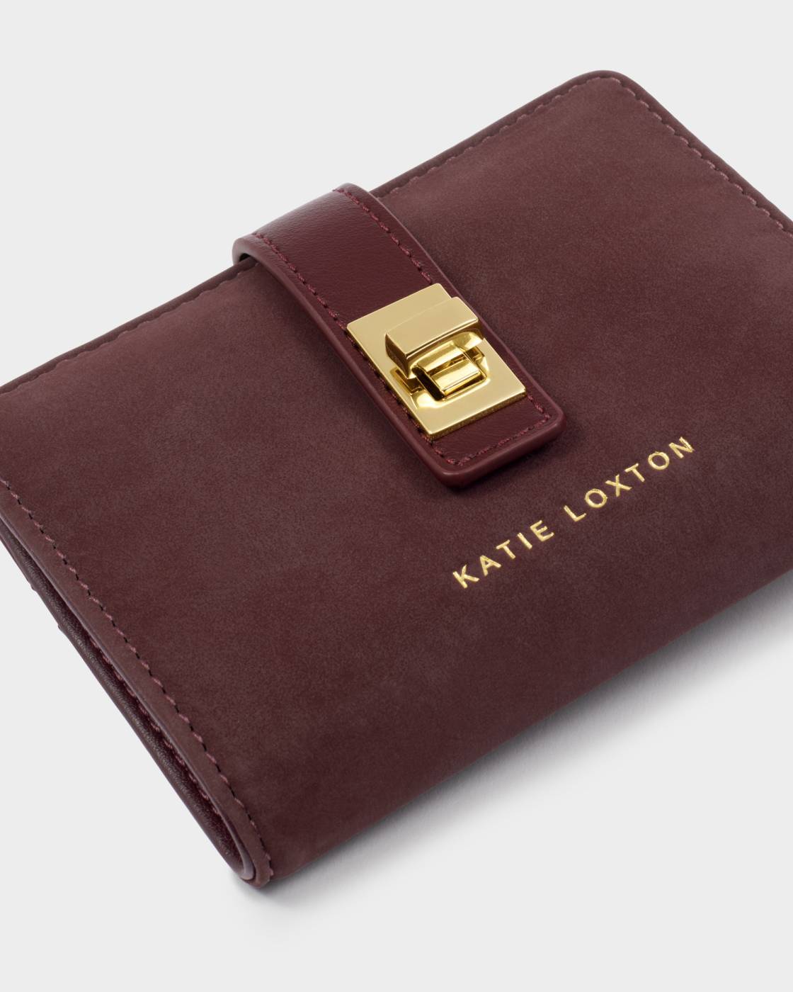 Katie Loxton Orin Twist Lock Purse Cherry Suedette