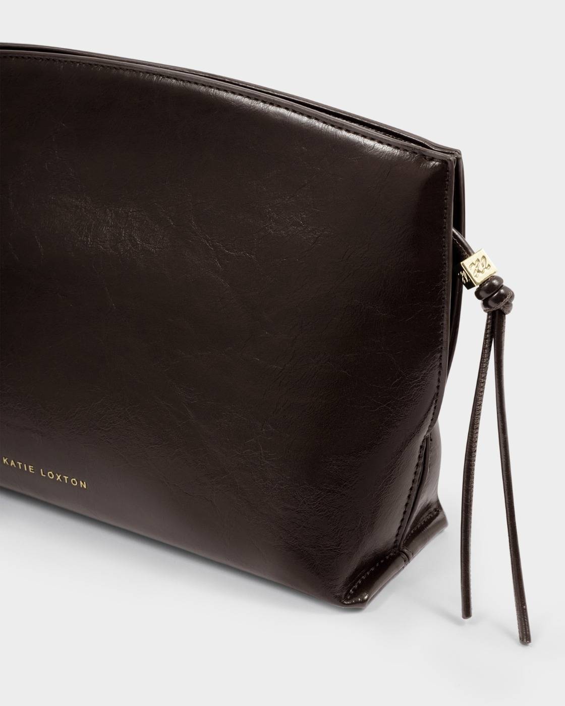 Katie Loxton Freya Clutch Bag Chocolate Patent Crackle