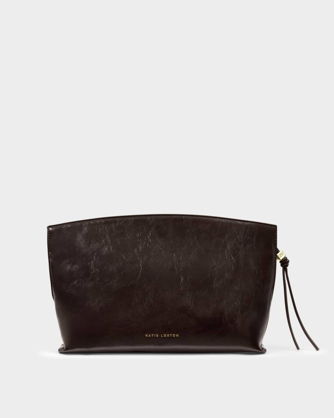 Katie Loxton Freya Clutch Bag Chocolate Patent Crackle