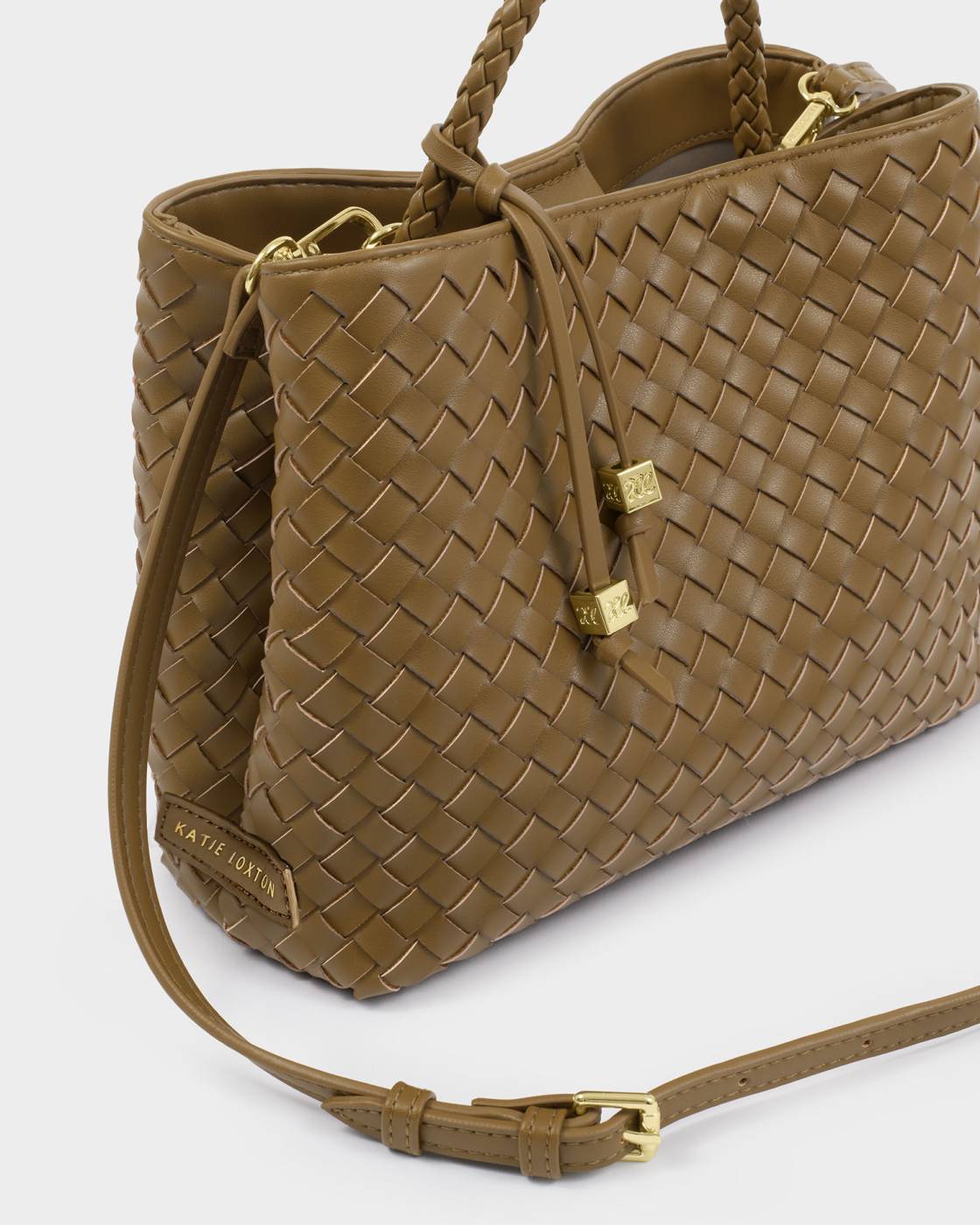 Katie Loxton Nova Hand Woven Top Handle Bag Olive