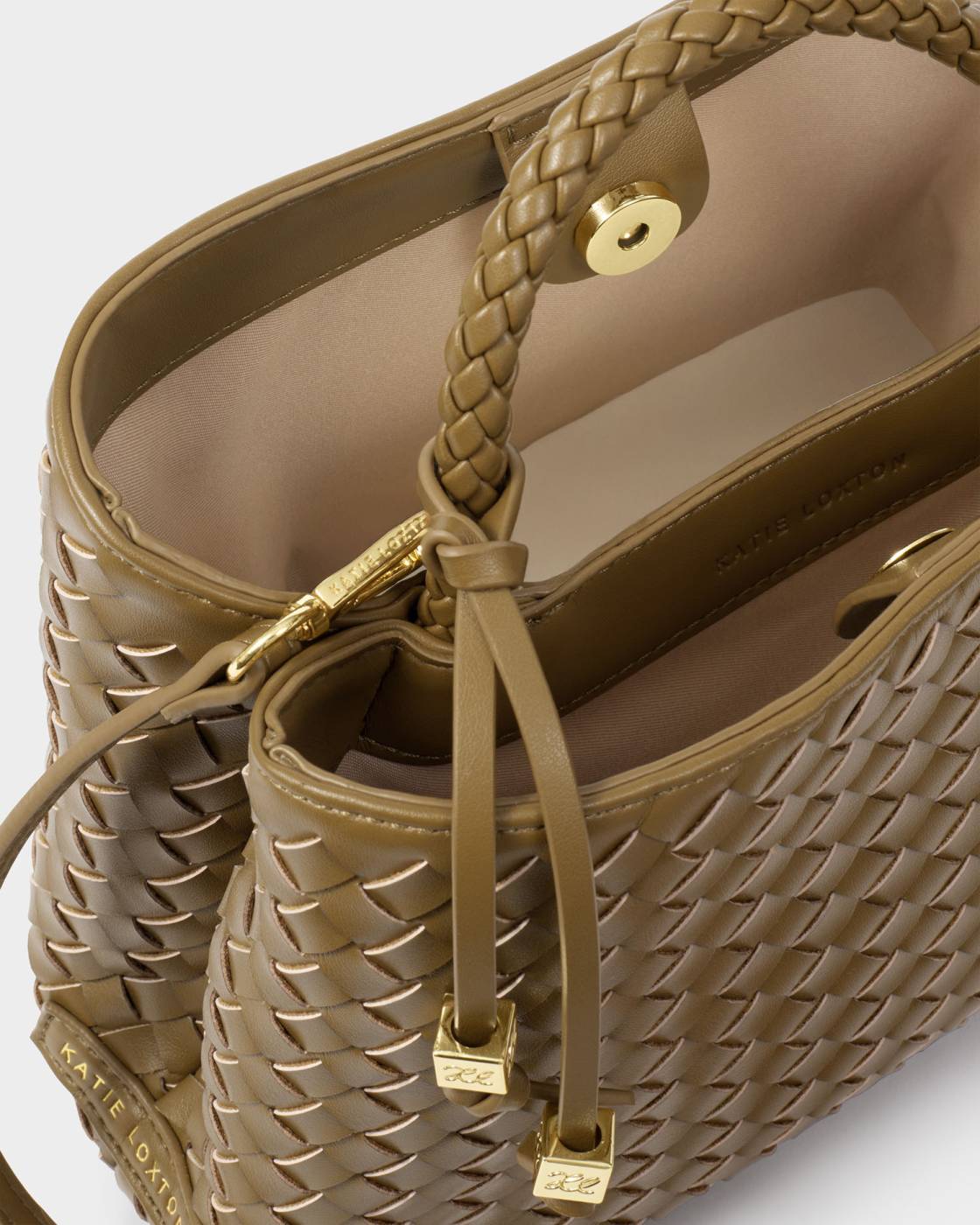 Katie Loxton Nova Hand Woven Top Handle Bag Olive