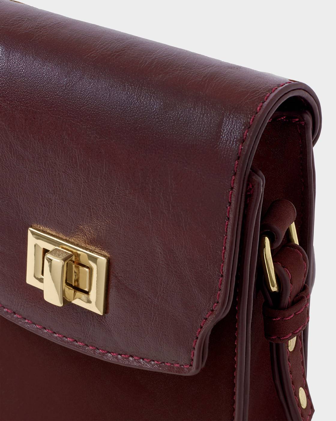 Katie Loxton Orin Twist Lock Slim Bag Cherry Suedette
