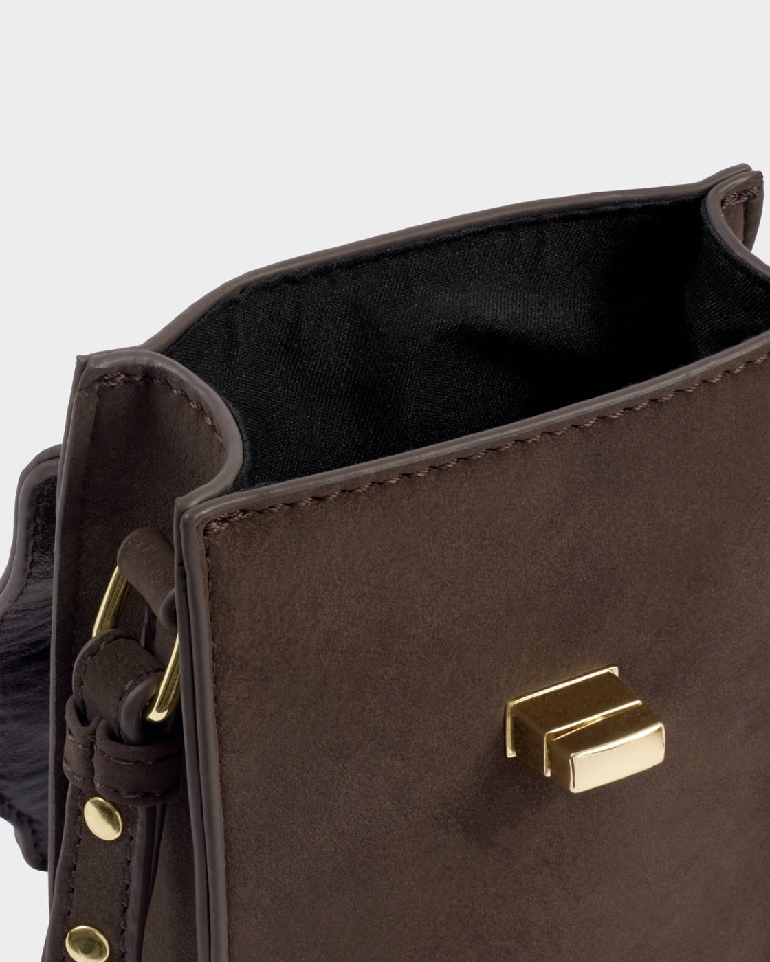 Katie Loxton Orin Twist Lock Slim Bag Bitter Chocolate Suedette