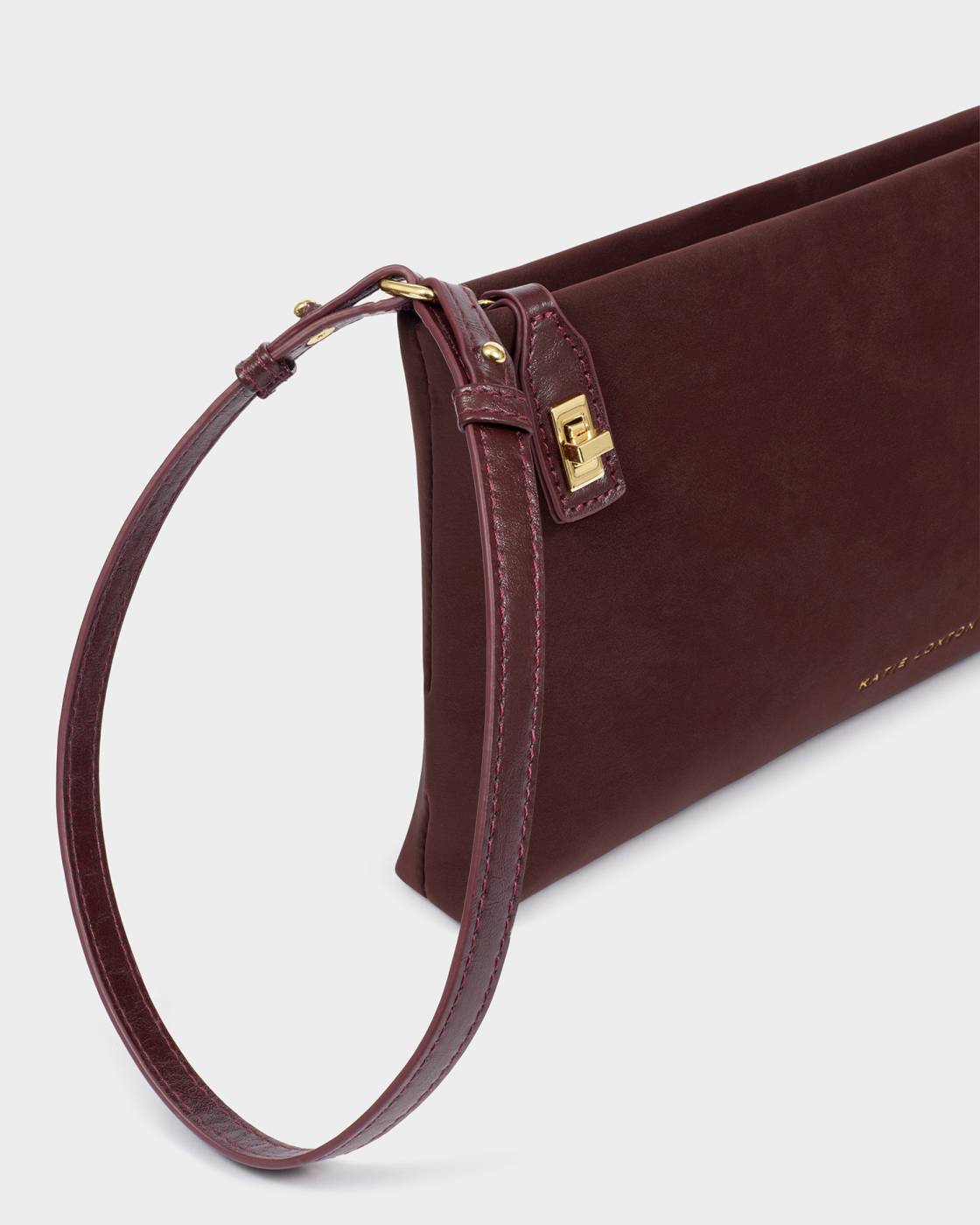 Katie Loxton Orin Twist Lock Small Shoulder Bag Cherry Suedette