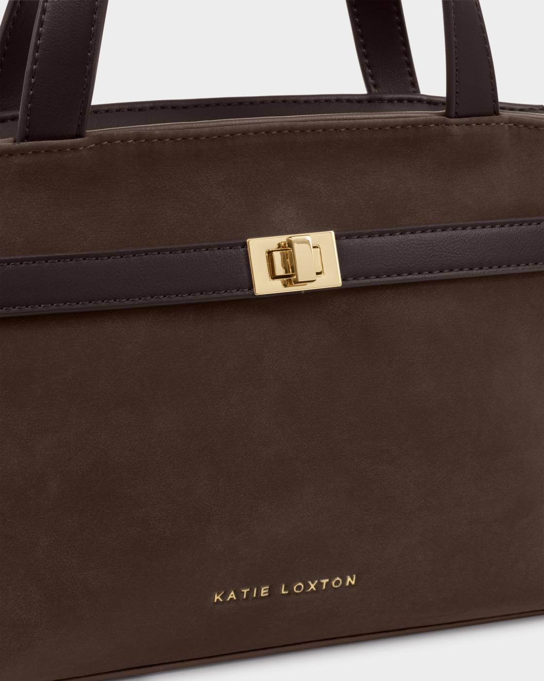 Katie Loxton Orin Top Handle Crossbody Bag Bitter Chocolate Suede