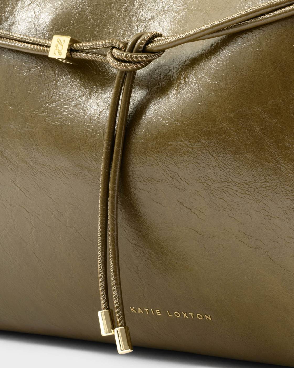 Katie Loxton Lori Tote Bag Deep Olive Patent Crackle