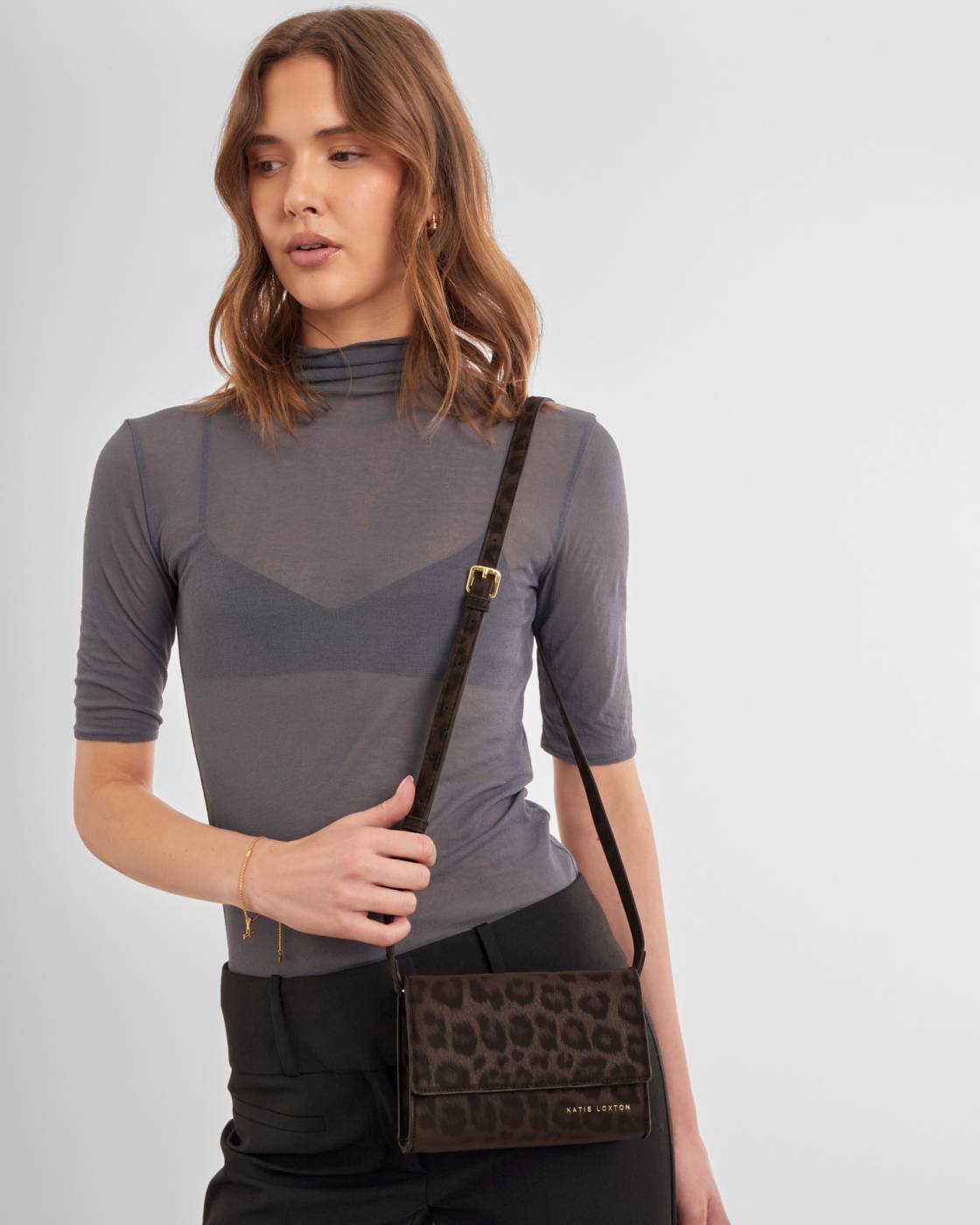 Katie Loxton Lou Crossbody Bag Chocolate Leopard