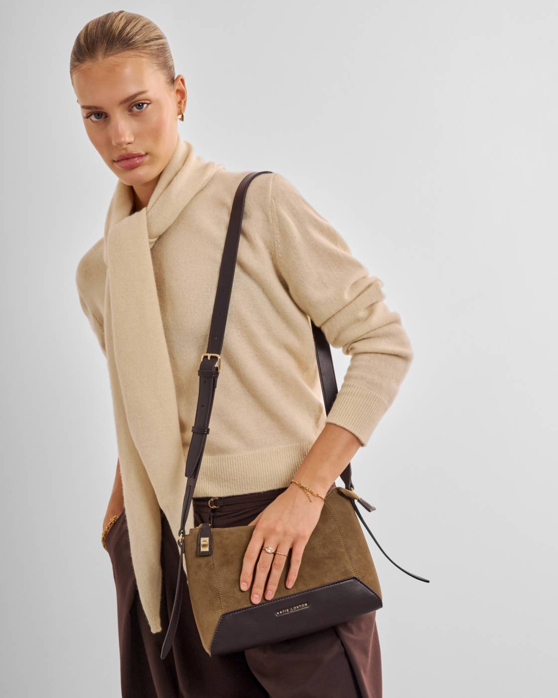 Katie Loxton Charlbury Crossbody Bag Caramel Suedette