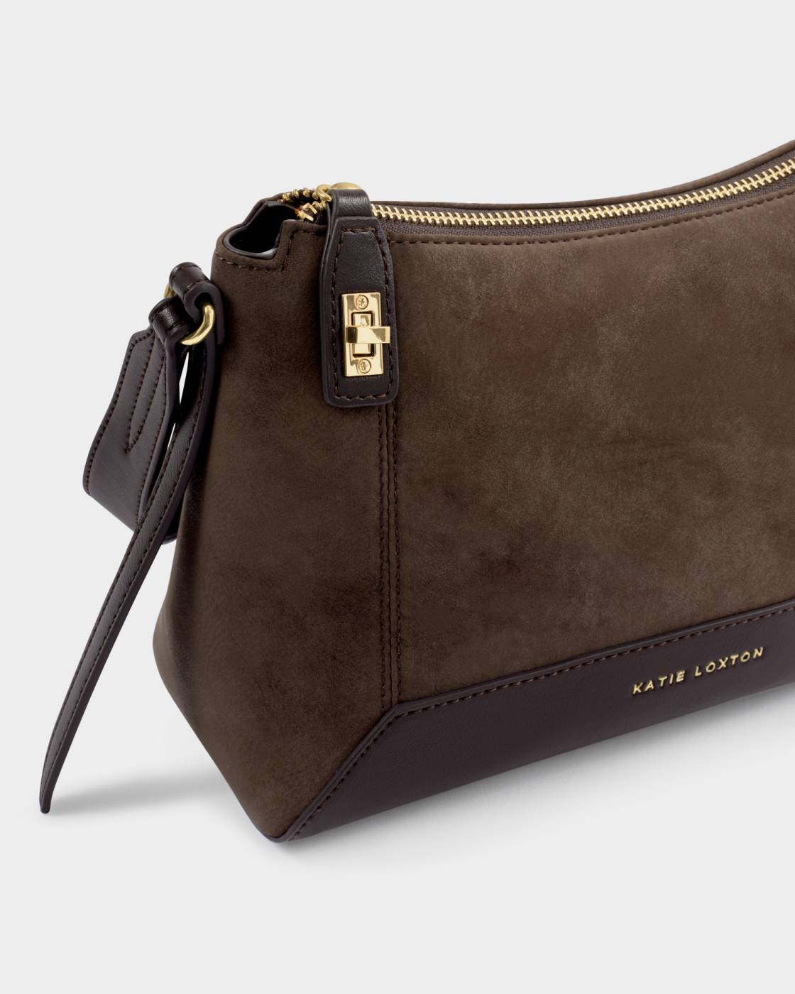 Katie Loxton Charlbury Crossbody Bag Bitter Chocolate Suedette