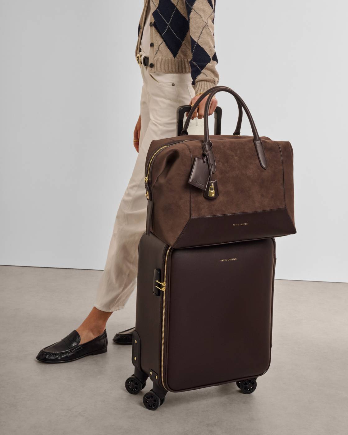 Katie Loxton Charlbury Cabin Bag Suedette Bitter Chocolate