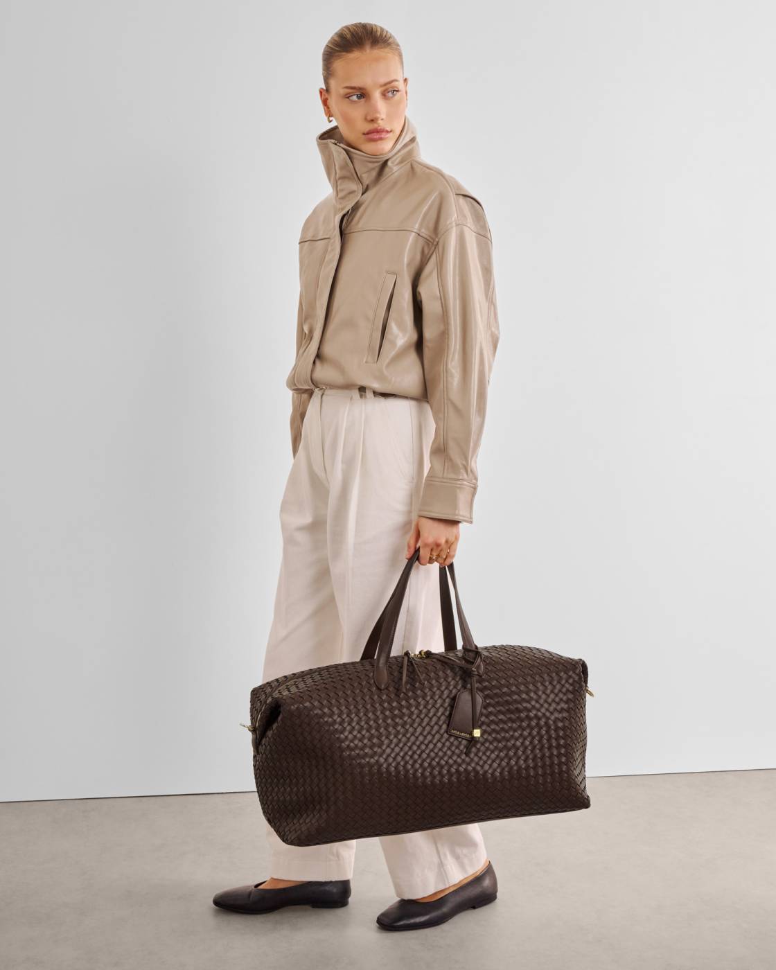 Katie Loxton Soho Hand Woven Weekend Bag Chocolate
