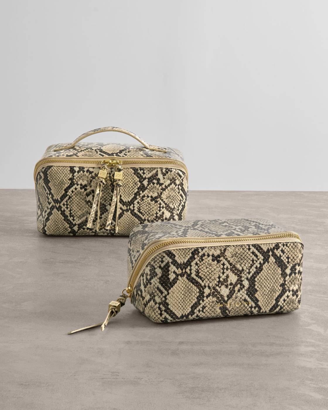 Katie Loxton Fold-Out Mirror Make Up Bag Faux Snake