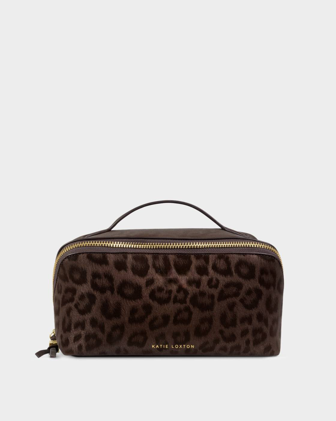 Katie Loxton Soho Medium Make Up & Wash Bag Chocolate Leopard