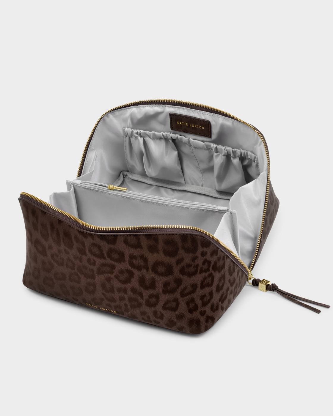 Katie Loxton Soho Large Make Up & Wash Bag Chocolate Leopard