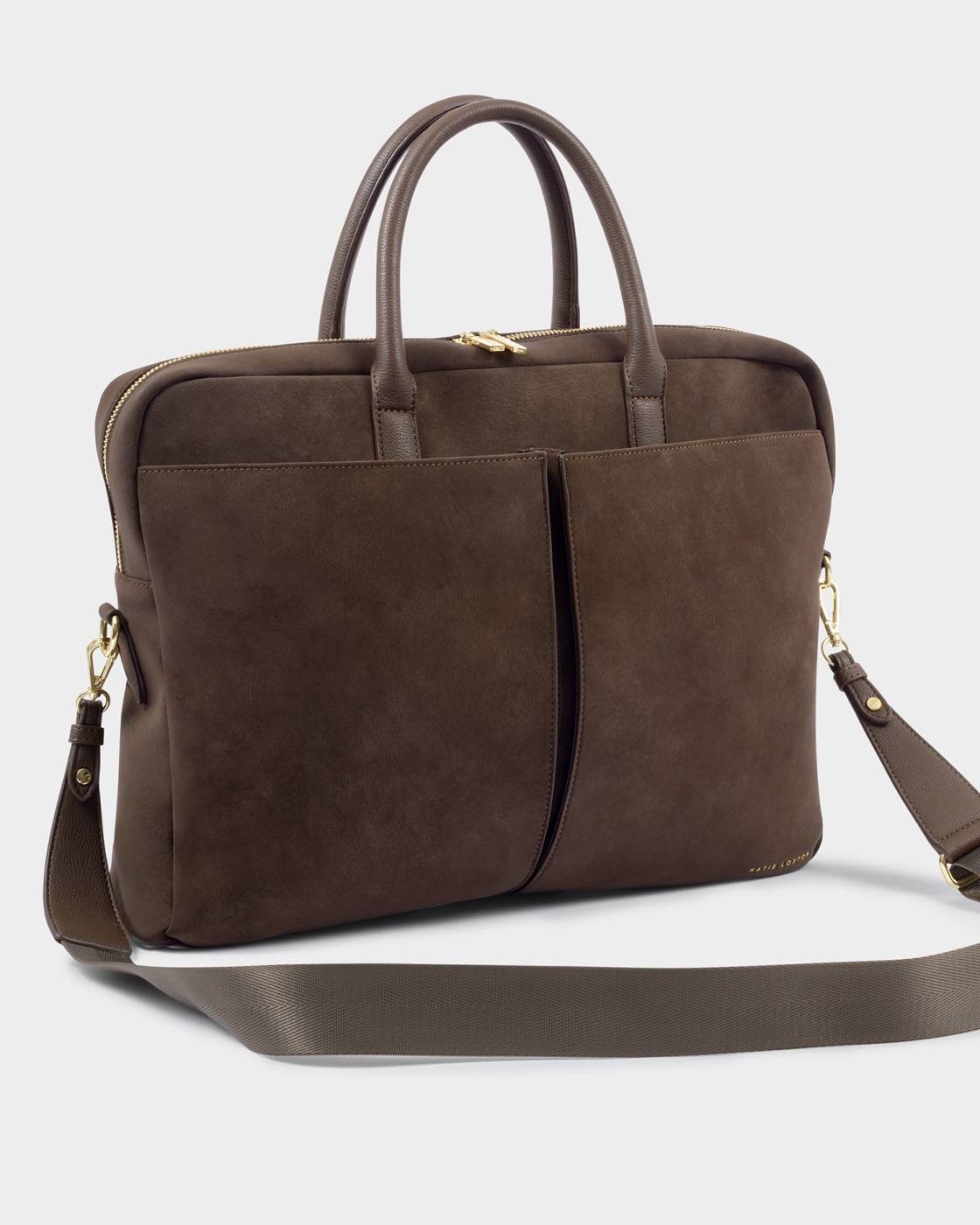 Katie Loxton City Laptop Bag Chocolate Suedette Chocolate