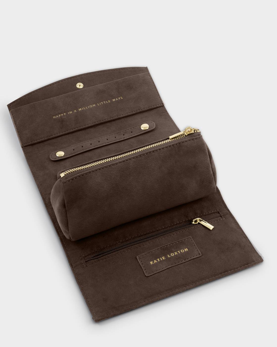 Katie Loxton Jewellery & Accessories Organiser Happy In A Million Little Ways Chocolate Suedette