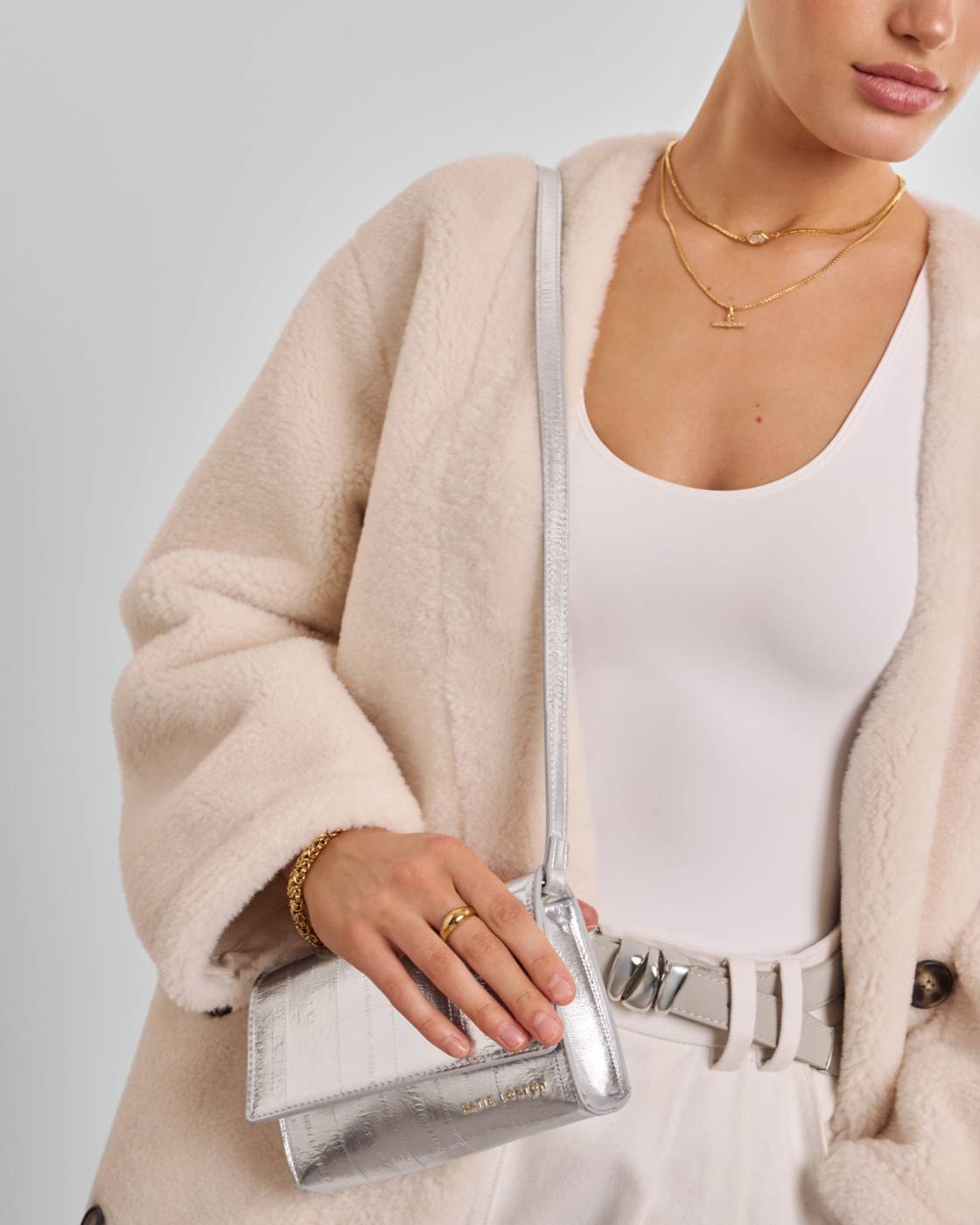 Katie Loxton Lou Crossbody Bag Silver Eel