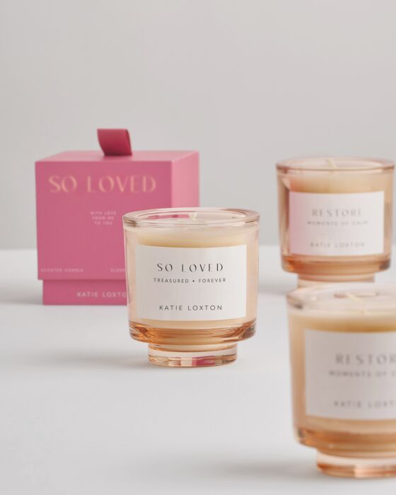 Katie Loxton Sentiment Candle 'So Loved'  Peach Rose & Mandarin