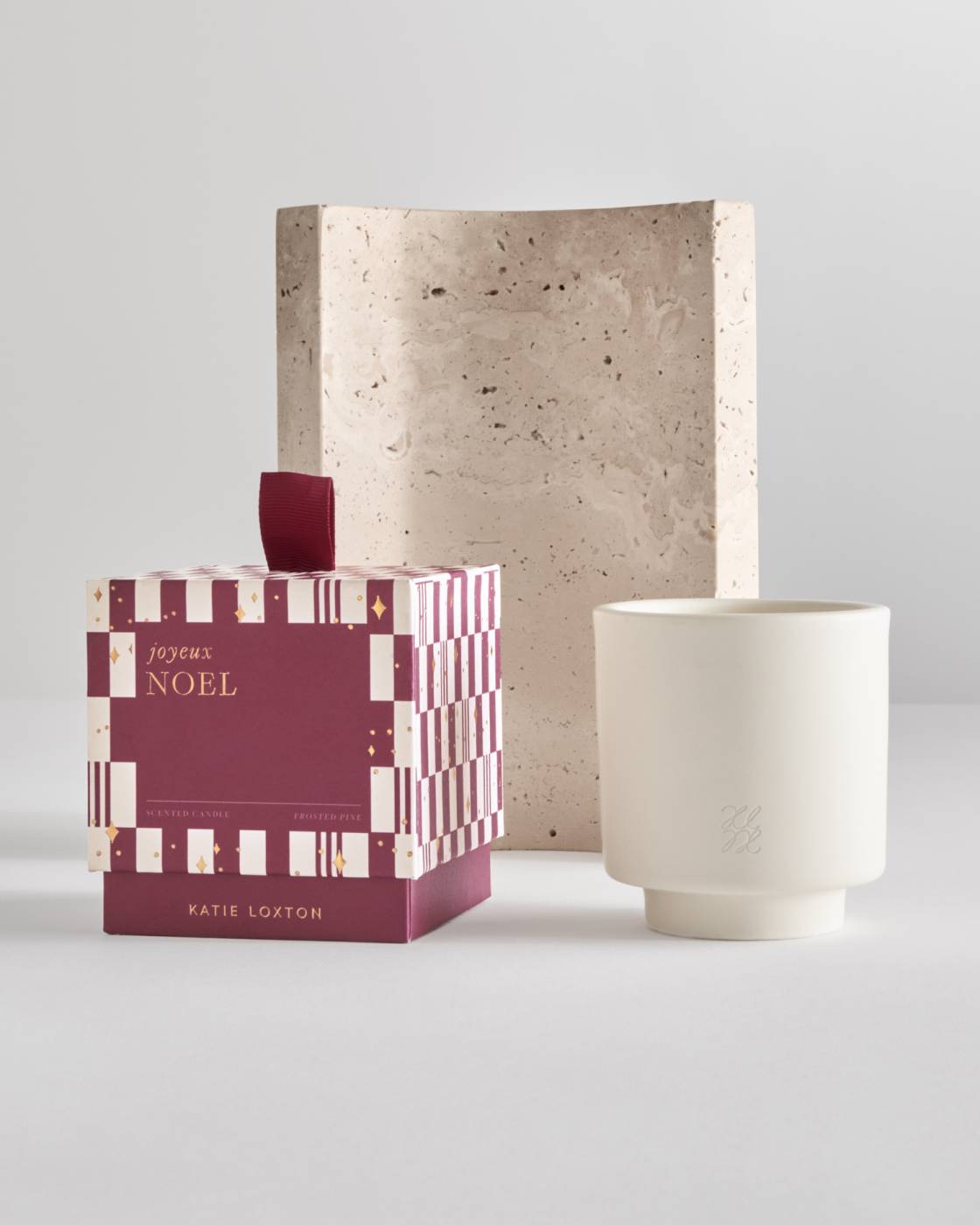 Katie Loxton Ceramic Sentiment Candle Joyeux Noel Frosted Pine And Cedarwood