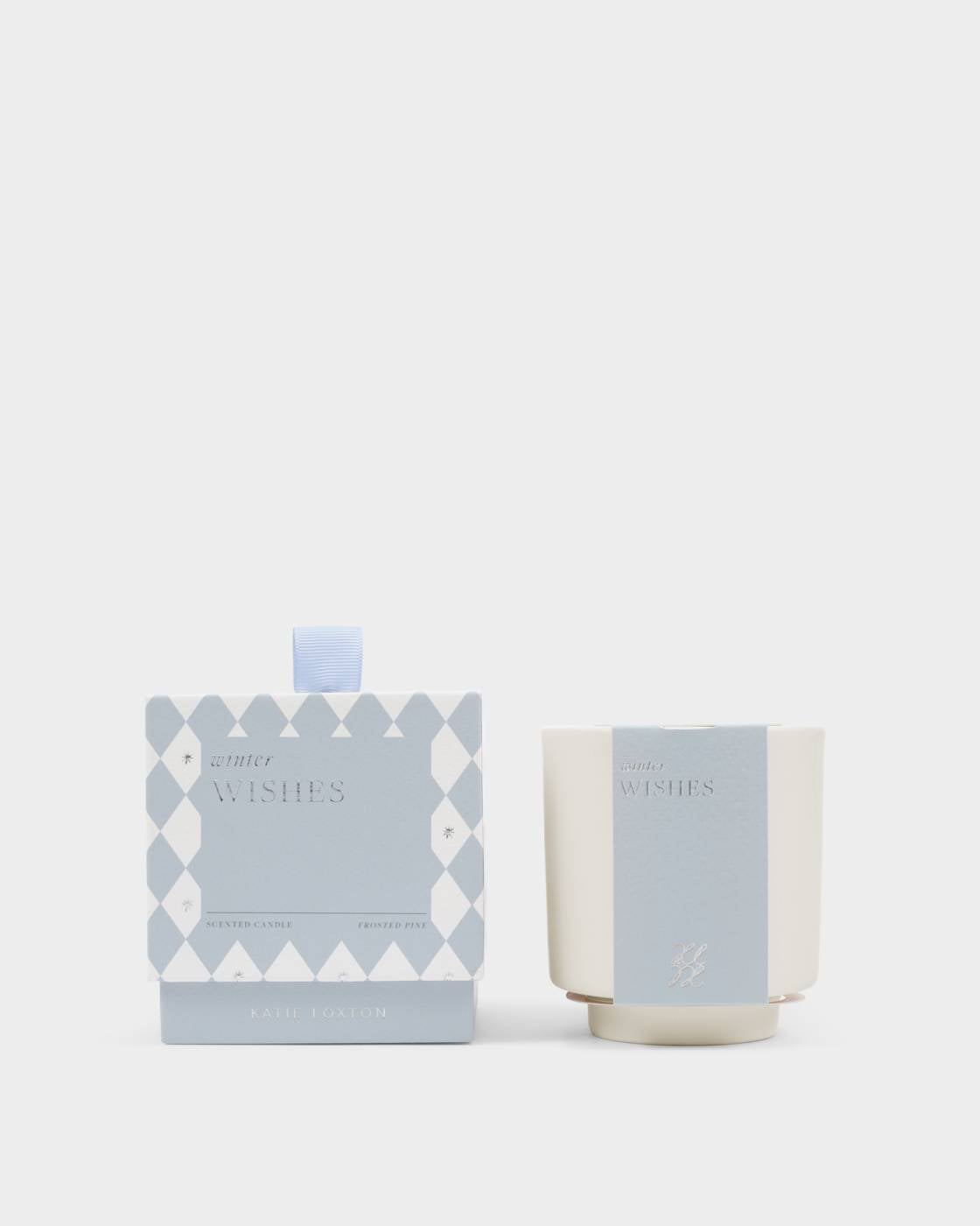 Katie Loxton Ceramic Sentiment Candle Winter Wishes Frosted Pine And Cedarwood