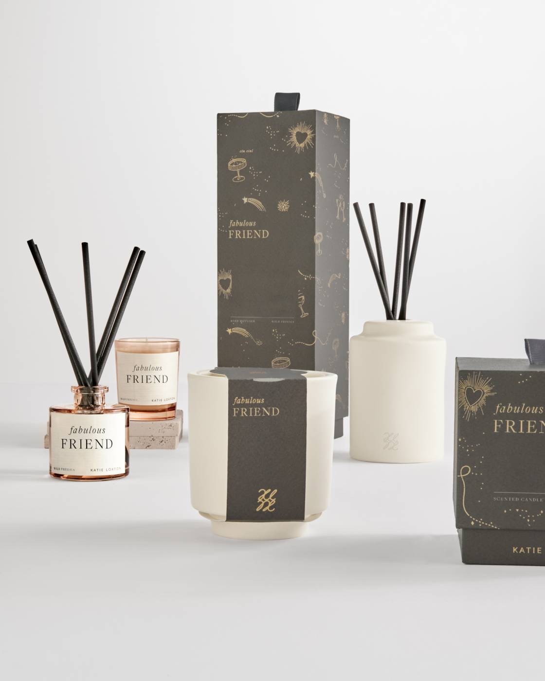 Katie Loxton Mini Votive And Mini Reed Diffuser Gift Set Fabulous Friend Fresh Fig And Wild Freesia