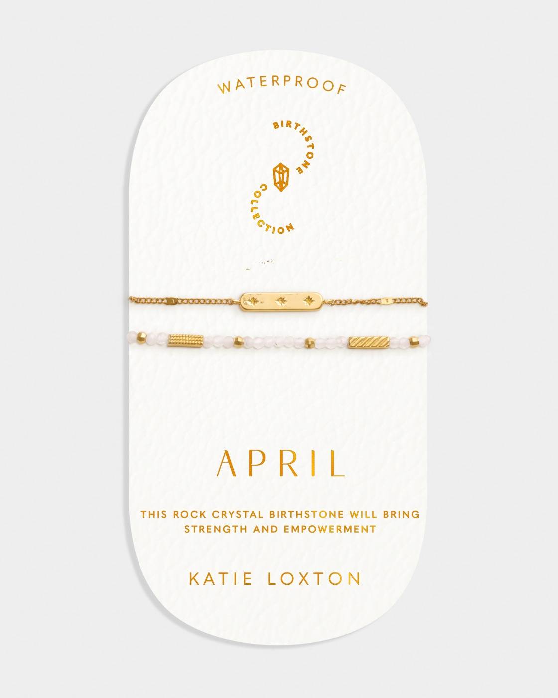 Katie Loxton Birthstone Bracelet April Rock Crystal 18Cm