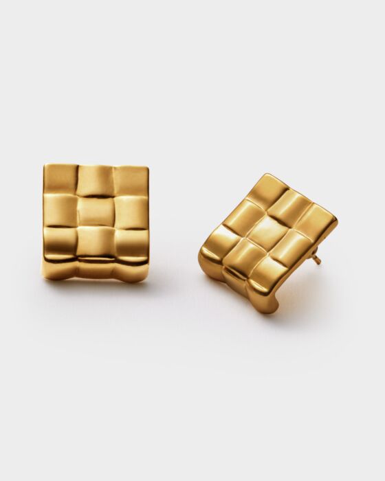 Katie Loxton Taya Woven Oversized Stud Earrings Gold Coated