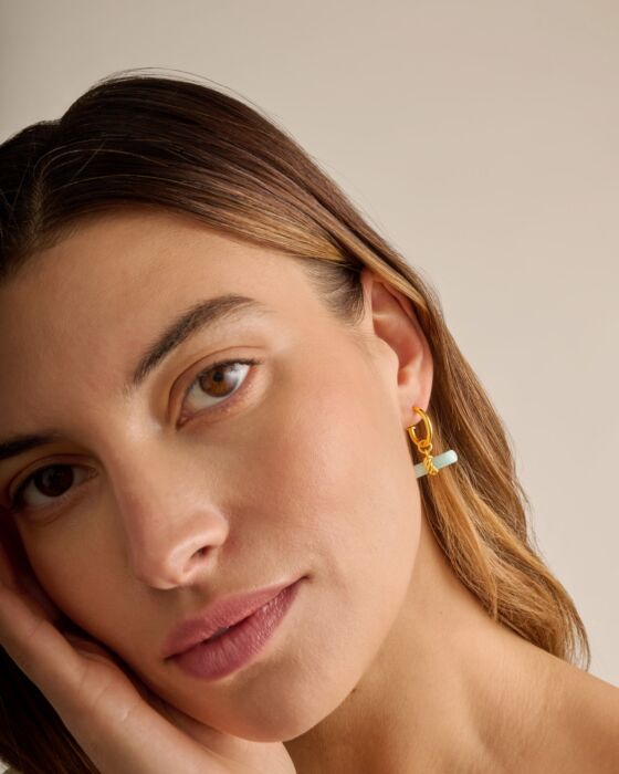 Katie Loxton Azura Waterproof Gold T-Bar Hoop Earrings