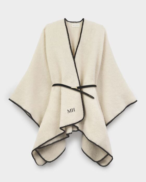 Katie Loxton Whipstitch Cape With Belt Cream
