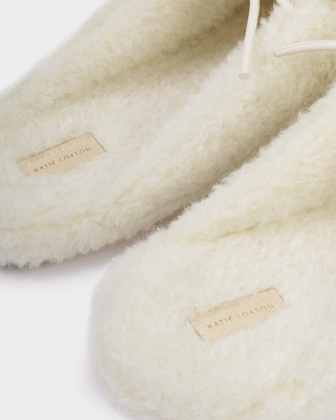 Katie Loxton Gift Boxed Borg Slippers Off White