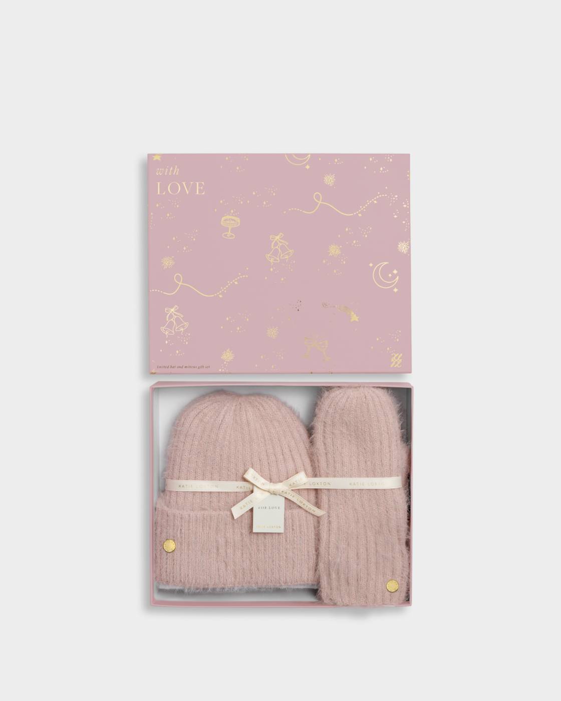 Katie Loxton Gift Boxed Hat And Mitten Set Blush Pink