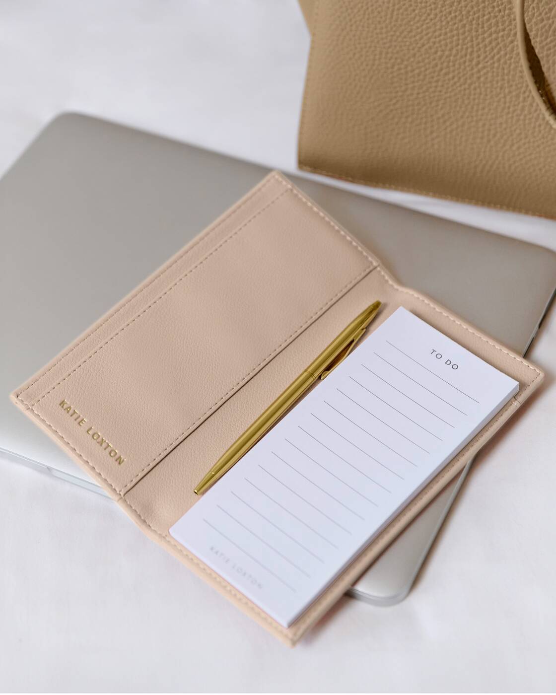 Katie Loxton Slim Notebook Cover Notes, Plans, Goals Light Taupe