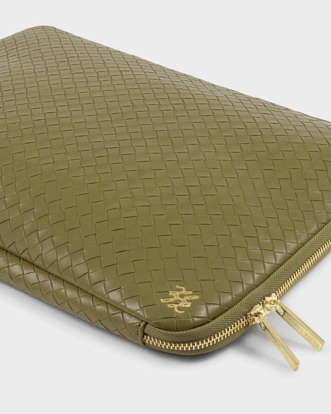 Katie Loxton Folio Laptop Case Olive Woven