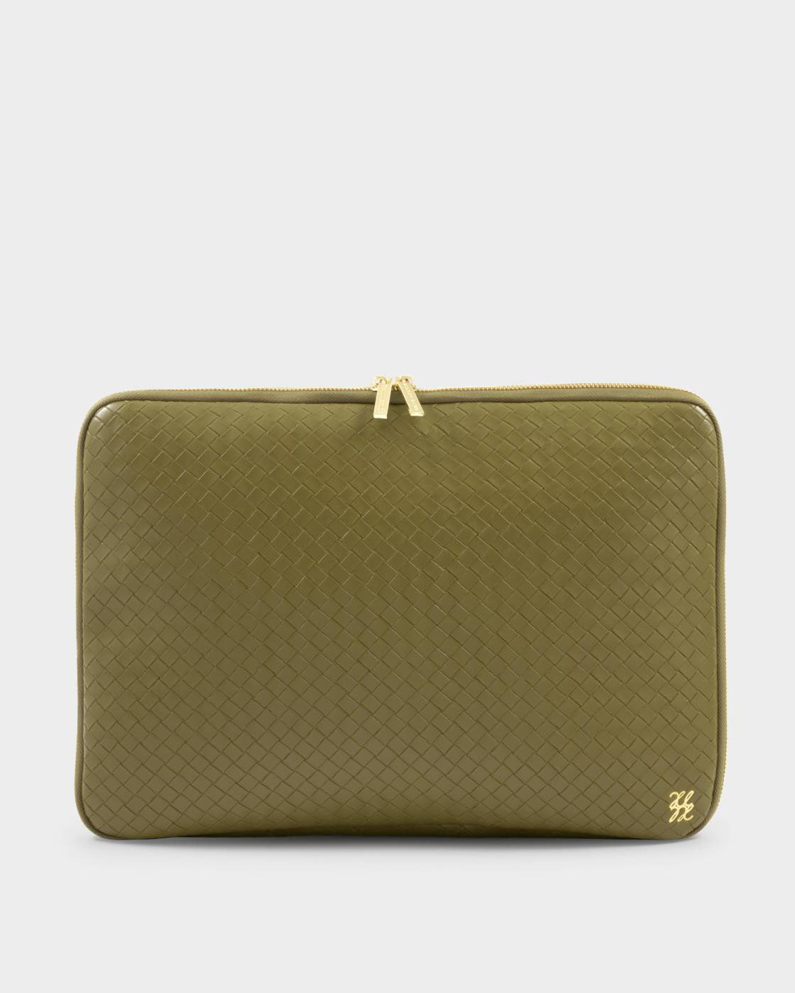 Katie Loxton Folio Laptop Case Olive Woven