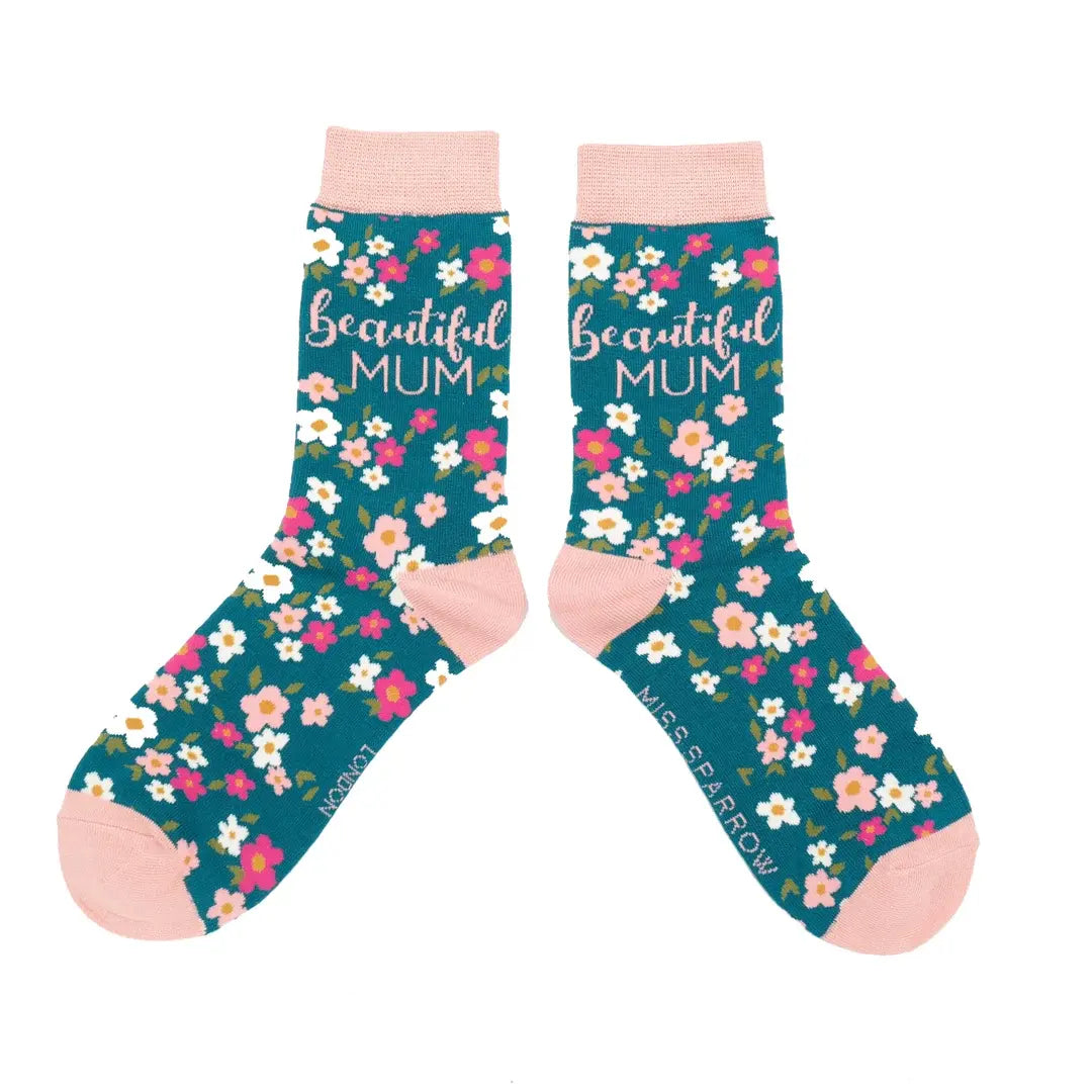 Miss Sparrow Beautiful Mum Socks Teal