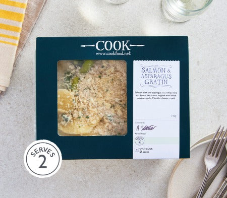 Cook Frozen Salmon & Asparagus Gratin