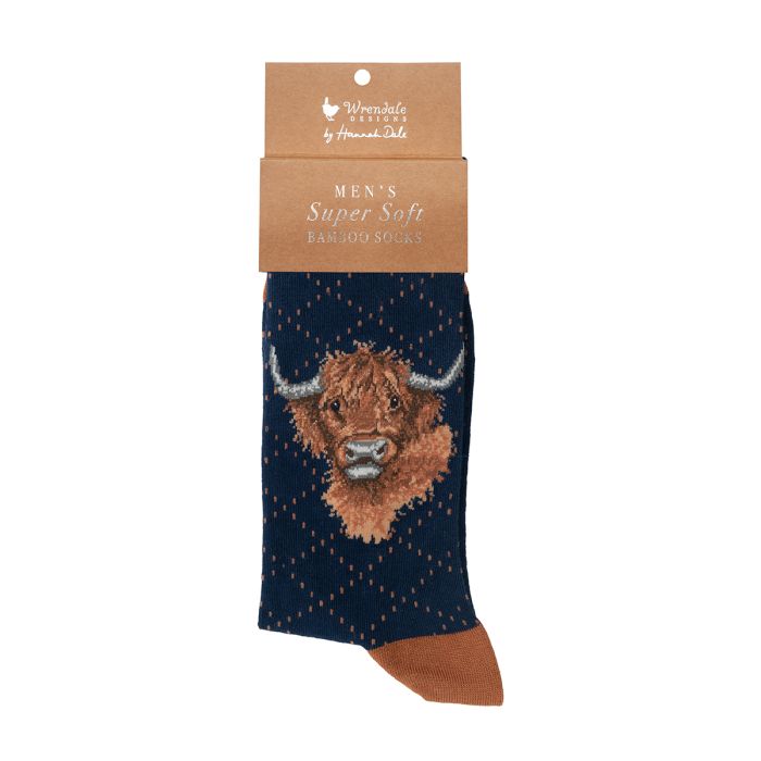 Wrendale Designs 'Highland Heathers' Highland Cow Men's Socks