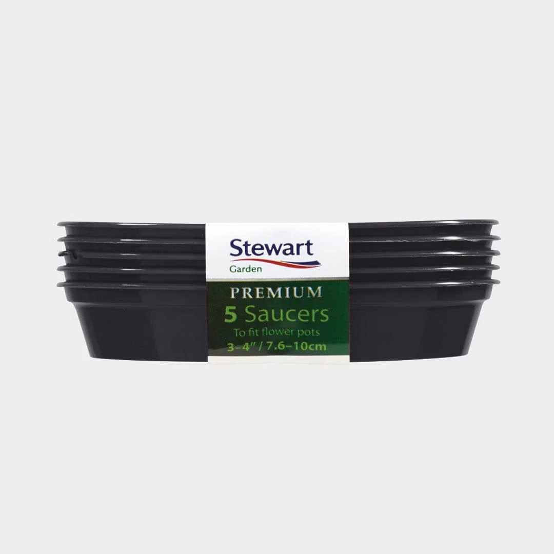 Stewart Plastics Flower Pot Saucer Black 5pk